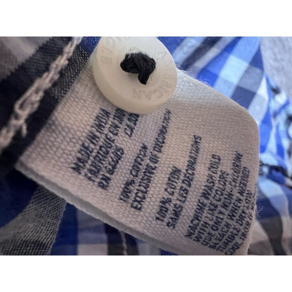 American Eagle Outfitters Men's L Button-Up Shirt Blue Check Pearl Snap Pockets - Picture 6 of 7